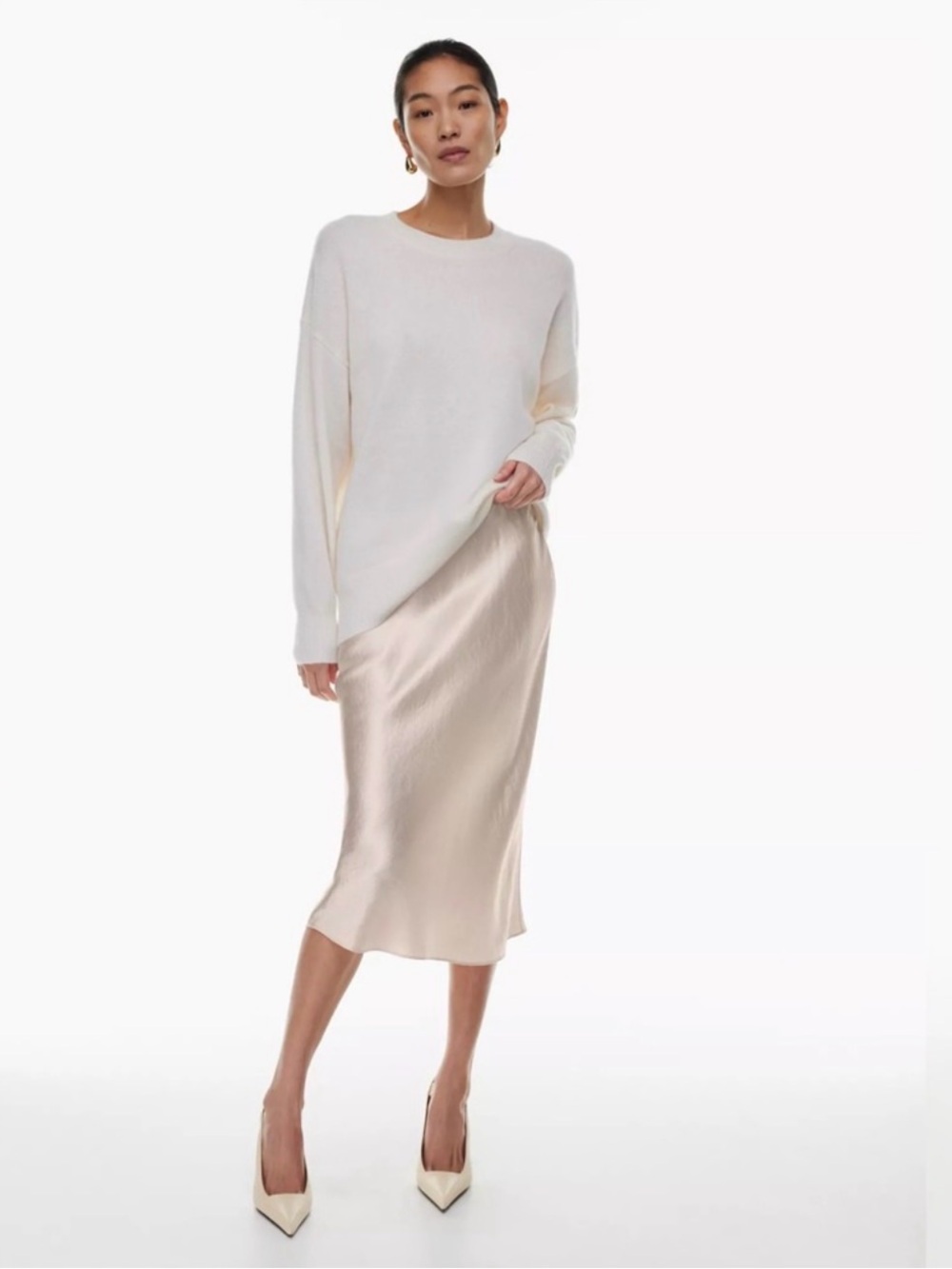 Aritzia Babaton Slip Crinkle Satin Midi Skirt Blush Pink Bias Cut Size 12